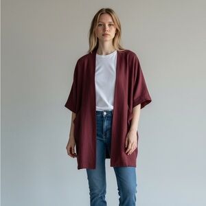 NWT Devon Gregori The Yuki Jacket Wine Maroon Viscose paisley lining Small